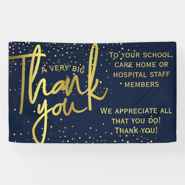 Glamourous Navy Gold Very Big Thank You Banner (Horizontal)