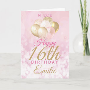 Glamourous Niece 16th Birthday Balloon Card