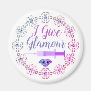 Glamourous nurse shot cute funny medical purple  magnet