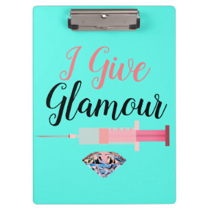 Glamourous nurse shot cute funny turquoise pink clipboard