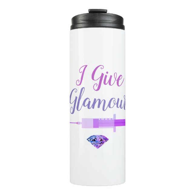 Glamourous nurse shot syringe cute purple pink thermal tumbler (Front)