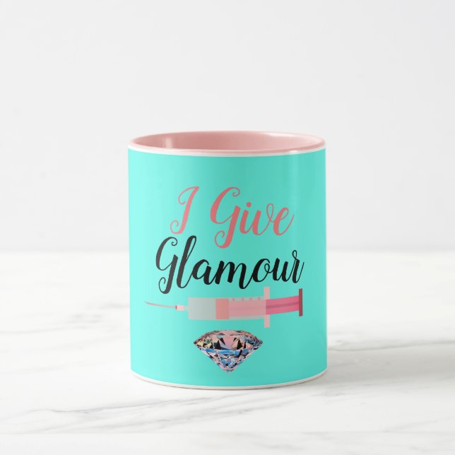 Glamourous nurse syringe medical cute fun pink tea mug (Center)