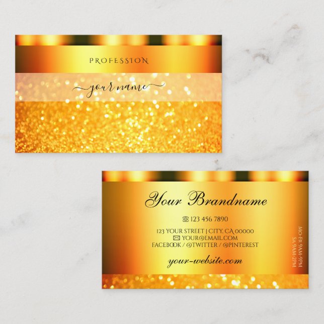 Glamourous Orange Sparkle Glitter Luxury Shimmery Business Card (Front/Back)