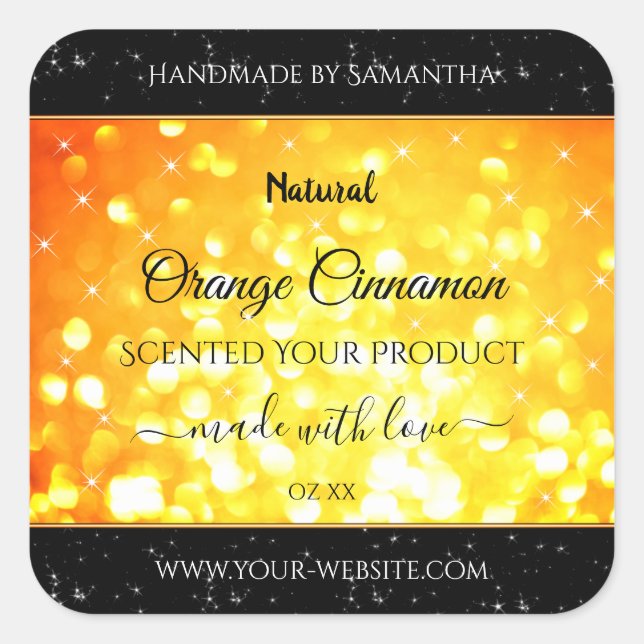 Glamourous Orange Sparkling Glitter Product Labels (Front)