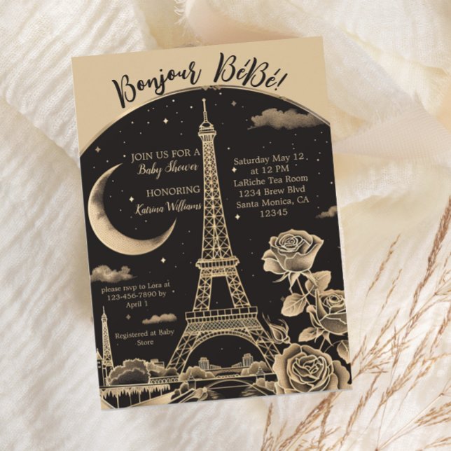 Glamourous Paris Eiffel Tower Baby Shower Invite (Creator Uploaded)