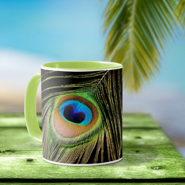 Glamourous Peacock Feather Black Mug (Creator Uploaded)