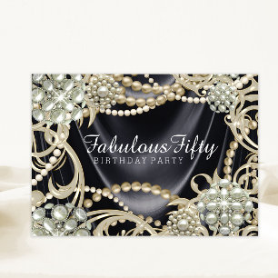 Glamourous Pearl Birthday Party Invitation
