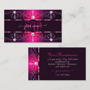 Glamourous Pink Burgundy Ornate Borders Monogram Business Card