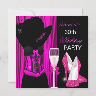 Glamourous Pink Champagne Birthday Party Invitation
