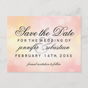 Glamourous Pink CHIC Bokeh Light Wedding Postcard