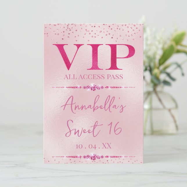 Glamourous Pink Diamonds VIP Invitation (Standing Front)