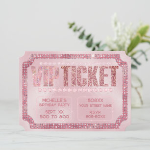 Glamourous Pink Diamonds VIP Ticket Invitation