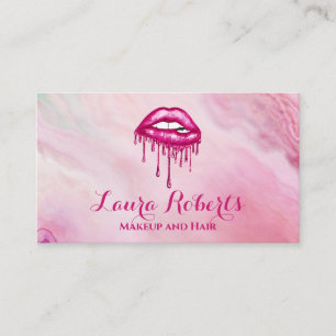Glamourous Pink Glitter Glam Lips  Business Card