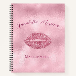 Glamourous Pink Glitter Lips Notebook