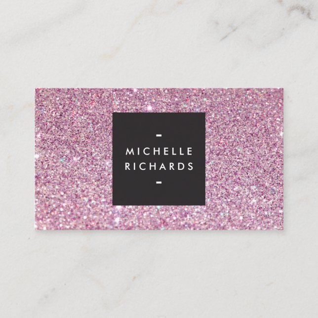 Glamourous Pink Glitter Modern Beauty Business Card (Front)