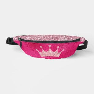 Glamourous Pink Glitter Princess Crown Bum Bags