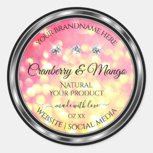 Glamourous Pink Gold Glitter Product Labels Jewels