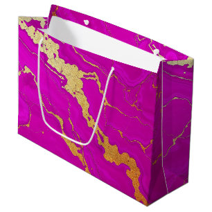 Glamourous Pink & Gold Marble Large Gift Bag