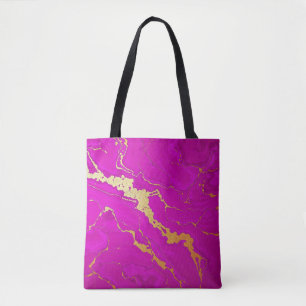 Glamourous Pink & Gold Marble Tote Bag