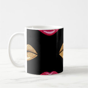 Glamourous Pink Gold: Shimmering Lipstick Pattern Coffee Mug