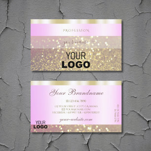 Glamourous Pink Gold Sparkling Glitter Logo Luxury Business Card