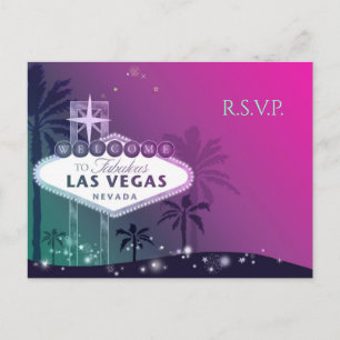 Glamourous Pink Las Vegas Wedding RSVP Invitation Postcard