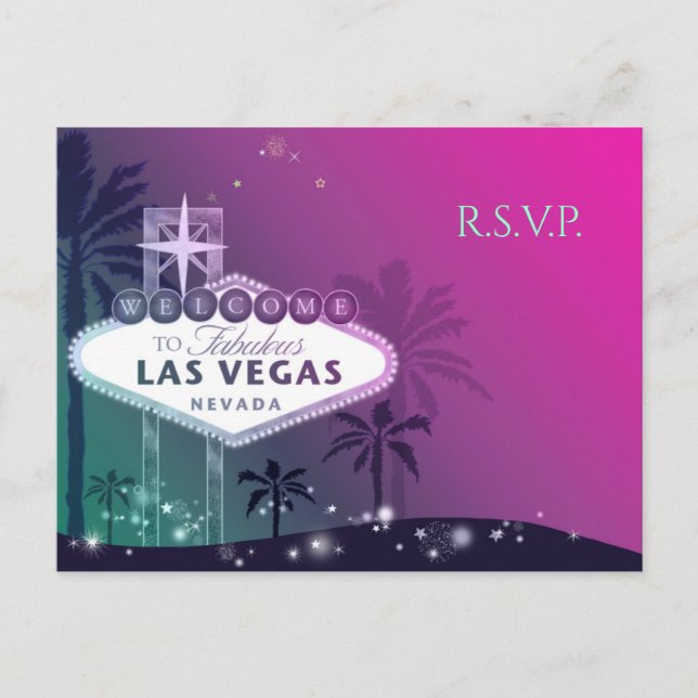 Glamourous Pink Las Vegas Wedding RSVP Invitation Postcard (Front)