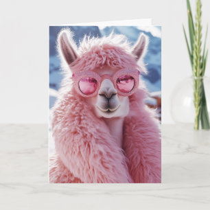 Glamourous Pink Llama - Winter Fashion Icon Invitation