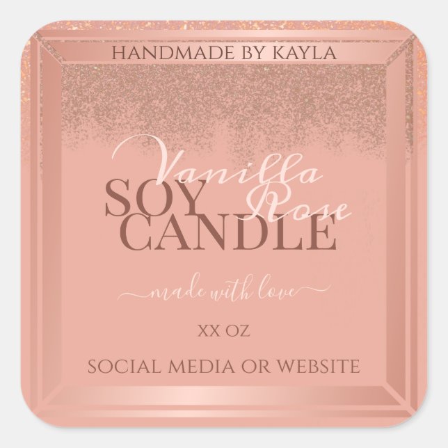 Glamourous Pink Product Packaging Labels Rose Gold (Front)