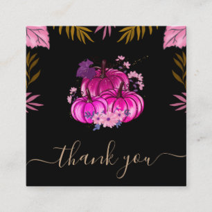 Glamourous Pink Pumpkin Thanksgiving Thank You Cut Square Business Card