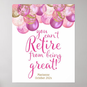Glamourous Pink Retirement Party Print Sign