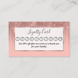 Glamourous Pink Rose Gold Glitter Striped Gradient Loyalty Card