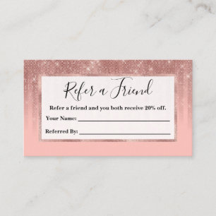 Glamourous Pink Rose Gold Glitter Striped Gradient Referral Card