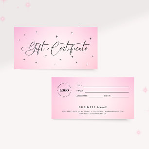 Glamourous Pink Sparkle Business Gift Certificate 