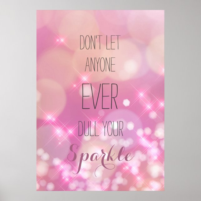 Glamourous Pink Sparkles Motivational Poster (Front)