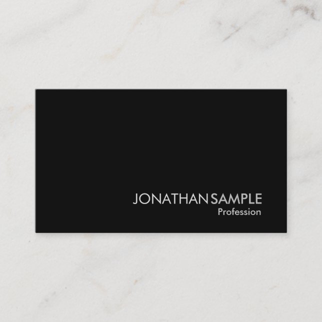Glamourous Plain Black White Grey De Luxe Modern Business Card (Front)