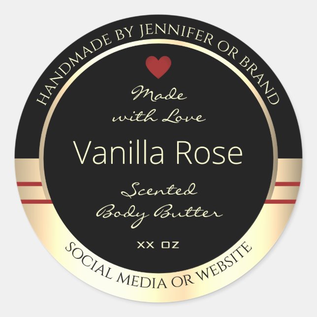 Glamourous Product Packaging Labels Black and Gold (Front)