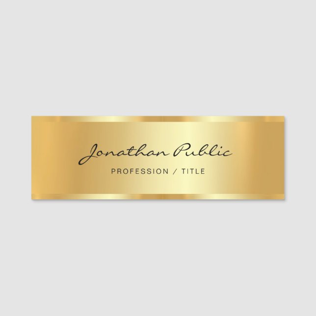 Glamourous Professional Elegant Script Template Name Tag (Front)