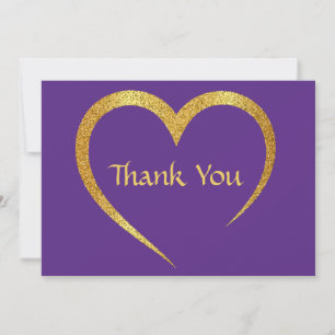 Glamourous Purple & Black Wedding Marriage  Thank You Card