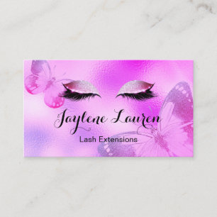 Glamourous Purple Butterfly Lashes Business Card