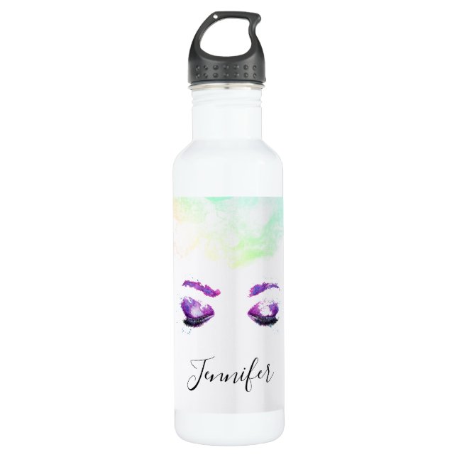 Glamourous Purple Eyes & Brows Watercolor  710 Ml Water Bottle (Front)