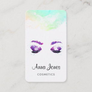 Glamourous Purple Eyes & Brows Watercolor Business Card