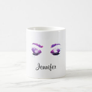 Glamourous Purple Eyes & Brows Watercolor  Coffee Mug