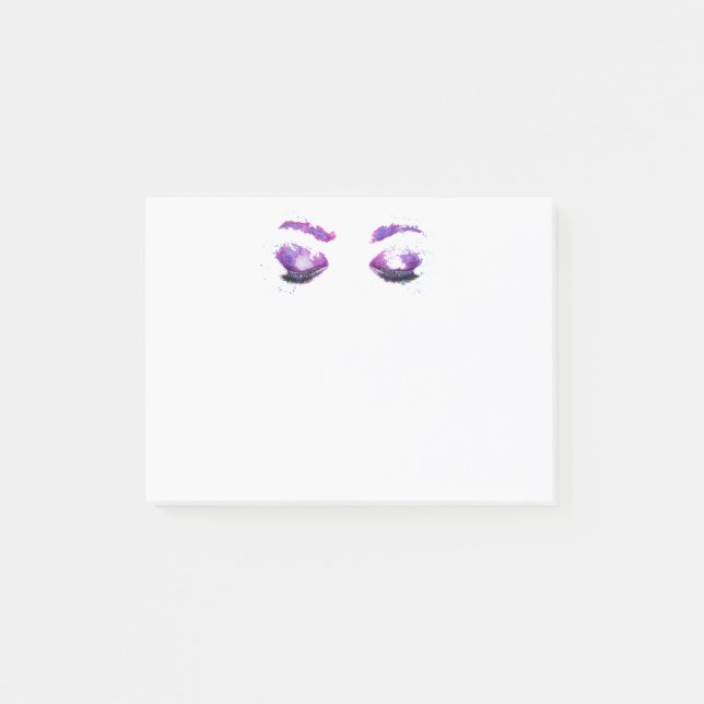 Glamourous Purple Eyes & Brows Watercolor Post-it Notes (Front)