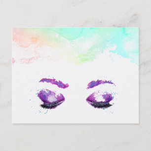 Glamourous Purple Eyes & Brows Watercolor Postcard
