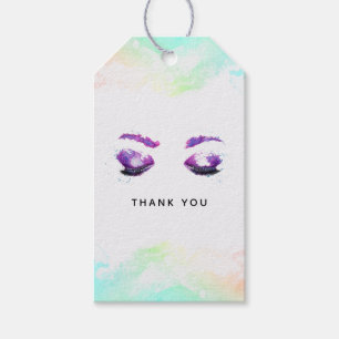 Glamourous Purple Eyes & Brows Watercolor Thank Yo Gift Tags