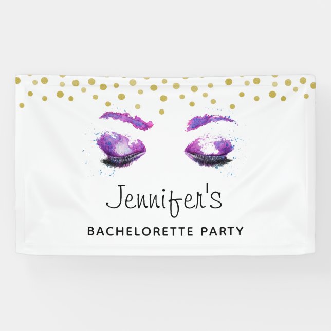 Glamourous Purple Eyes Watercolor Bachelorette Banner (Horizontal)