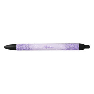 Glamourous Purple Glitter Black Ink Pen