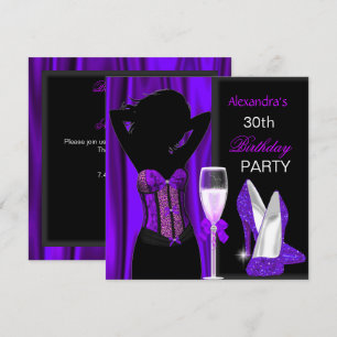 Glamourous Purple Wild Leopard Birthday Party Invitation