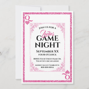 Glamourous Queen of Hearts Ladies Game Night Invitation
